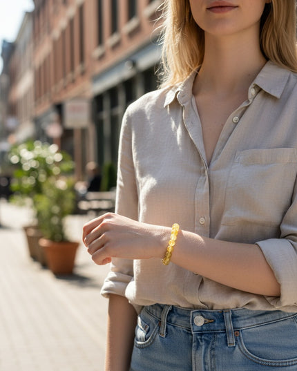 Natural Citrine Bracelet Metal Free for Joy, Abundance and Manifestation