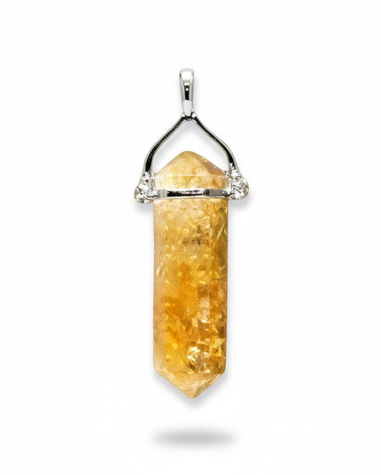 Hand Crafted Double Point Citrine Necklace for Prosperity, Optimism and Creativity.
