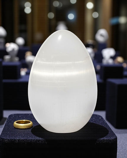 Selenite Egg Natural Stone Carved Egg Metaphysical Healing and Home Decor