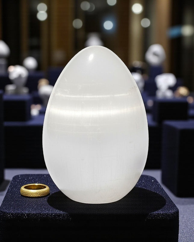 Selenite Egg Natural Stone Carved Egg Metaphysical Healing and Home Decor