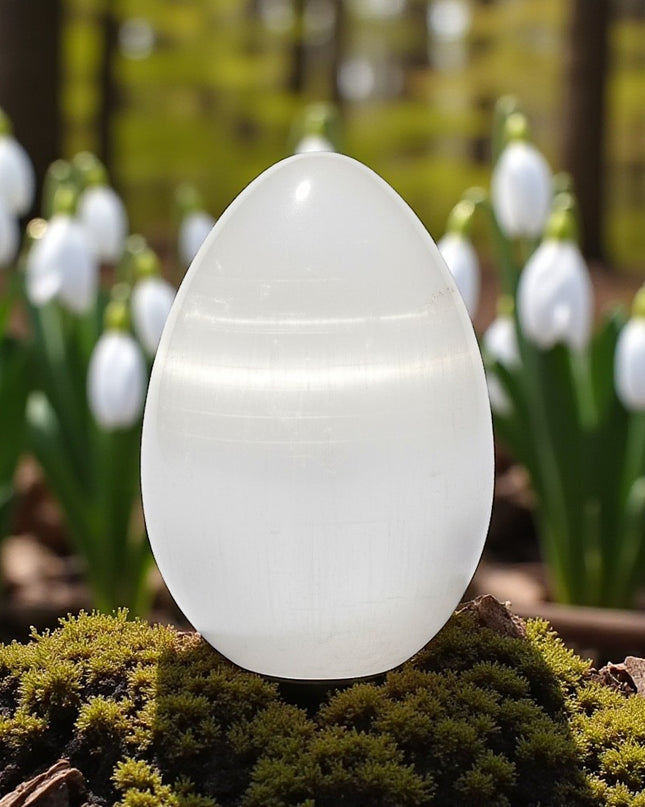 Selenite Egg Natural Stone Carved Egg Metaphysical Healing and Home Decor
