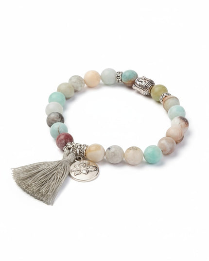 Amazonite Bracelet with Lotus Charm for Balance Harmony and Manifestation