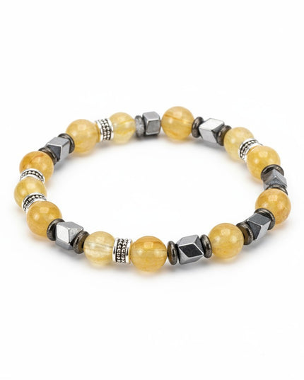 Citrine and Hematite Bracelet for Manifestation, Joy, Abundance and Grounding