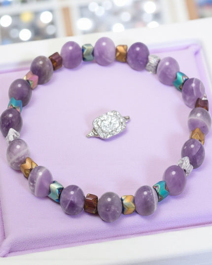 Natural Amethyst and Hematite Bracelet for Mind, Body and Balance