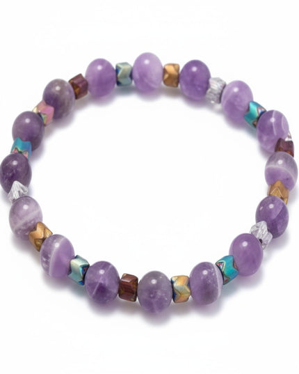 Natural Amethyst and Hematite Bracelet for Mind, Body and Balance
