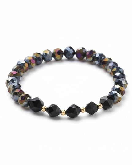 Rondelle Glass and Black Onyx Bracelet Transformative, Protective and Grounding