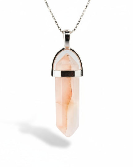 Rose Quartz Double Point Necklace with 18 Inch Chain