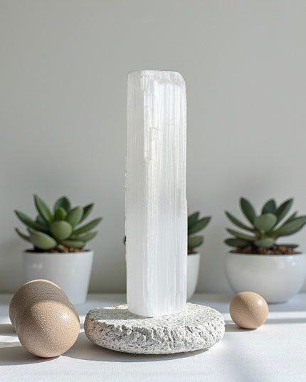 Raw Selenite Stick for Energy Cleansing, Charging Crystals & Spiritual Protection and Meditation Tool - 5 Inch