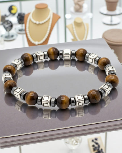 Tiger Eye and Hematite Bracelet for Grounding, Confidence and Protection