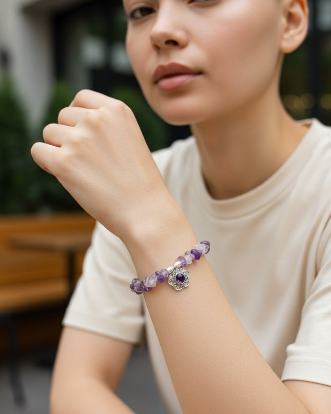 Chipped Rose Quartz Bracelet for Promoting Self-Love, Emotional Healing, and Harmonious Relationships.