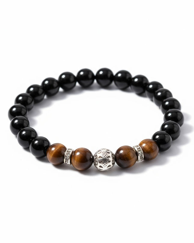 Black Onyx and Tiger Eye Bracelet for Protection, Grounding and Mental Clarity