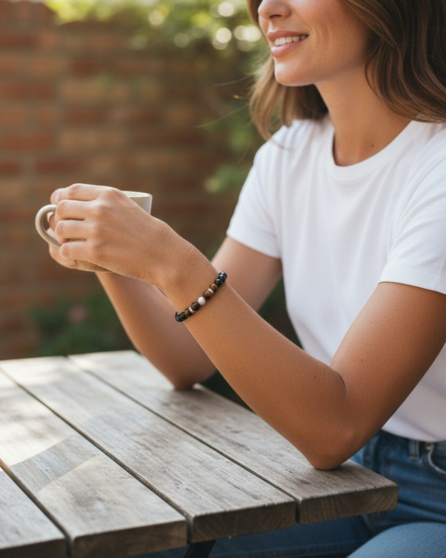 Black Onyx and Tiger Eye Bracelet for Protection, Grounding and Mental Clarity