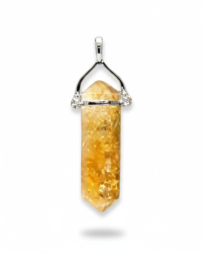 Hand Crafted Double Point Citrine Necklace for Prosperity, Optimism and Creativity.