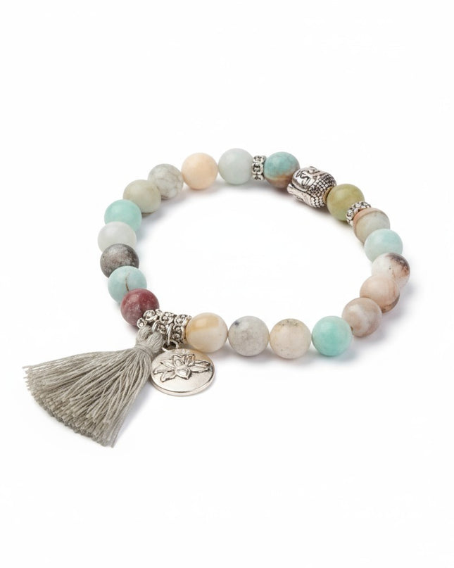 Amazonite Bracelet with Lotus Charm for Balance Harmony and Manifestation