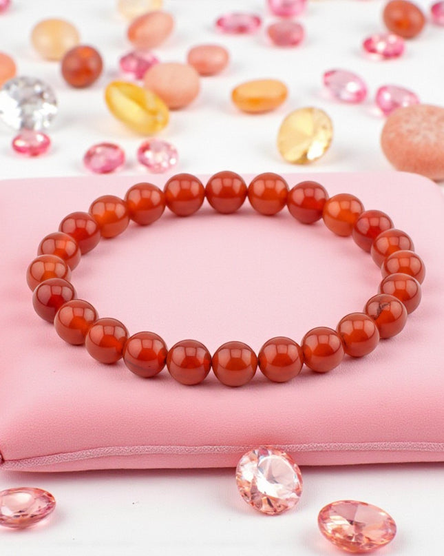 Carnelian Bracelet for Healing, Self Esteem and Stability 8mm