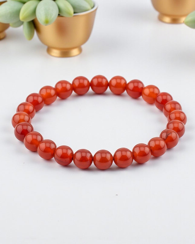 Carnelian Bracelet for Healing, Self Esteem and Stability 8mm