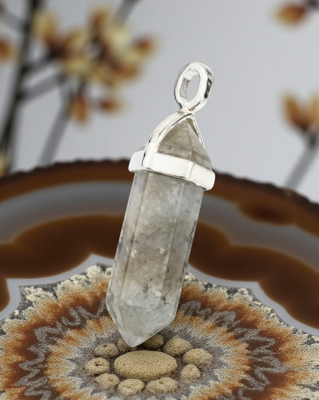 Labradorite Healing Crystal Pendant Double Pointed With 18" Chain