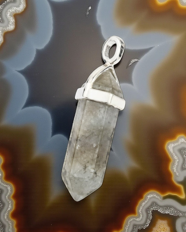 Labradorite Healing Crystal Pendant Double Pointed With 18" Chain
