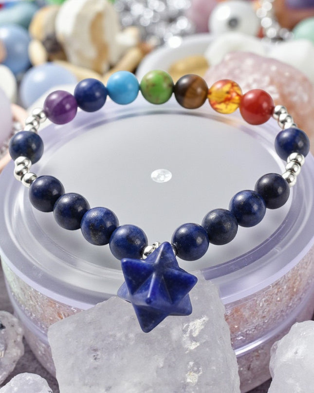 Lapis Lazuli Powerful Metal Free Chakra Stone Bracelet