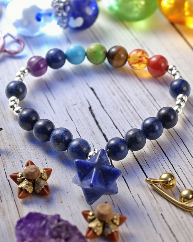 Lapis Lazuli Powerful Metal Free Chakra Stone Bracelet