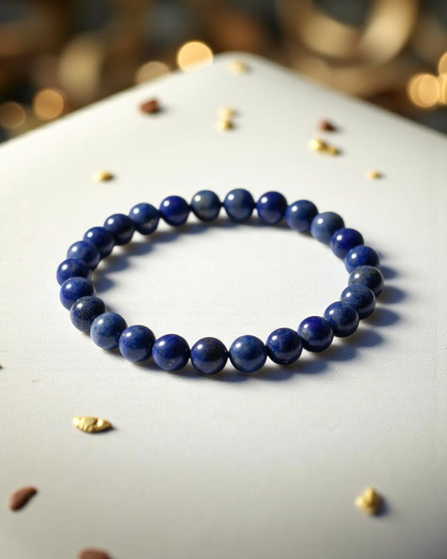 Lapis Lazuli Bracelet Metal Free for Wisdom, Intuition and Truth 8mm