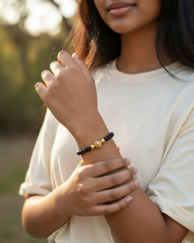Natural Lapis Luzuli Gemstone Bracelet with Ancient Gold Accent Helmet. Spiritual Insights and Self Awareness