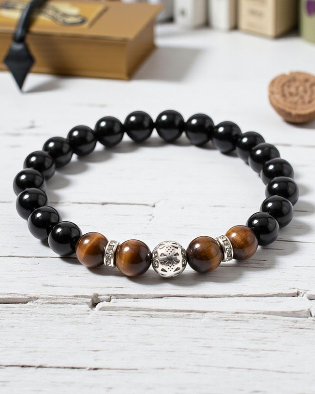 Black Onyx and Tiger Eye Bracelet for Protection, Grounding and Mental Clarity