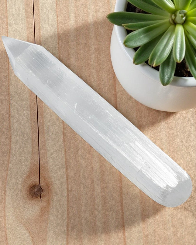 Selenite Crystal Massage Healing Wand Polished Point