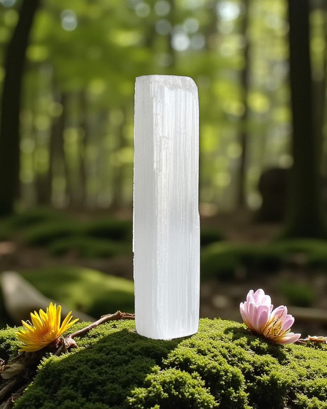 Raw Selenite Stick for Energy Cleansing, Charging Crystals & Spiritual Protection and Meditation Tool - 5 Inch