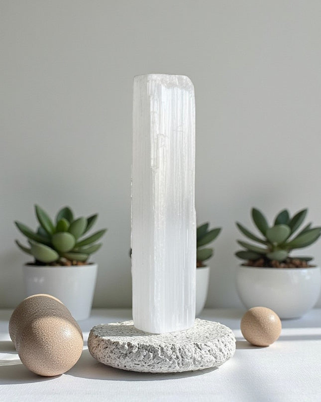 Raw Selenite Stick for Energy Cleansing, Charging Crystals & Spiritual Protection and Meditation Tool - 5 Inch