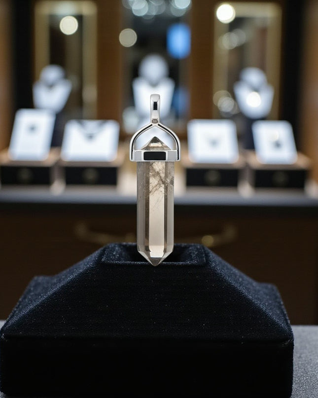 Natural Smoky Quartz Crystal Point Pendant Necklace with 18" Chain
