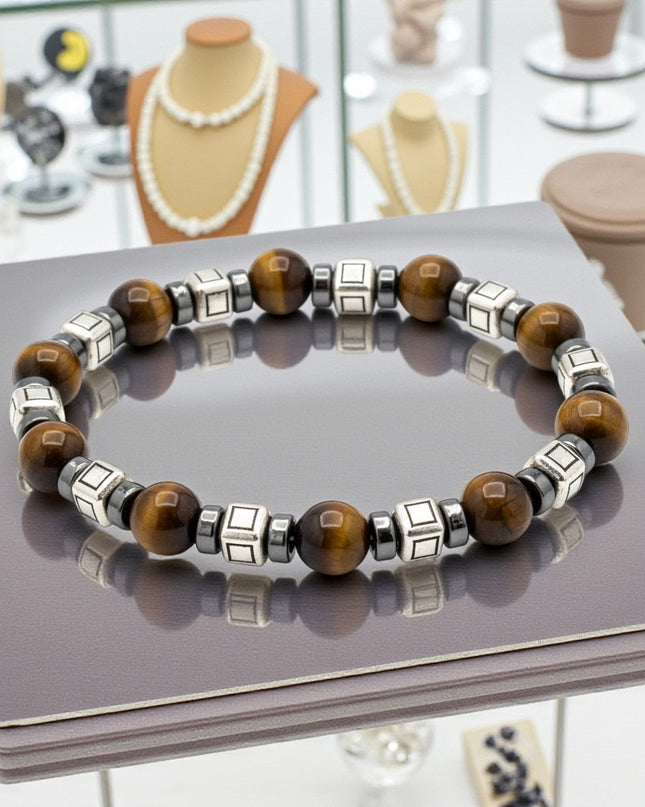 Tiger Eye and Hematite Bracelet for Grounding, Confidence and Protection