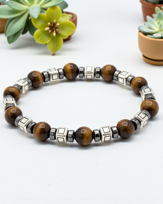 Tiger Eye and Hematite Bracelet for Grounding, Confidence and Protection