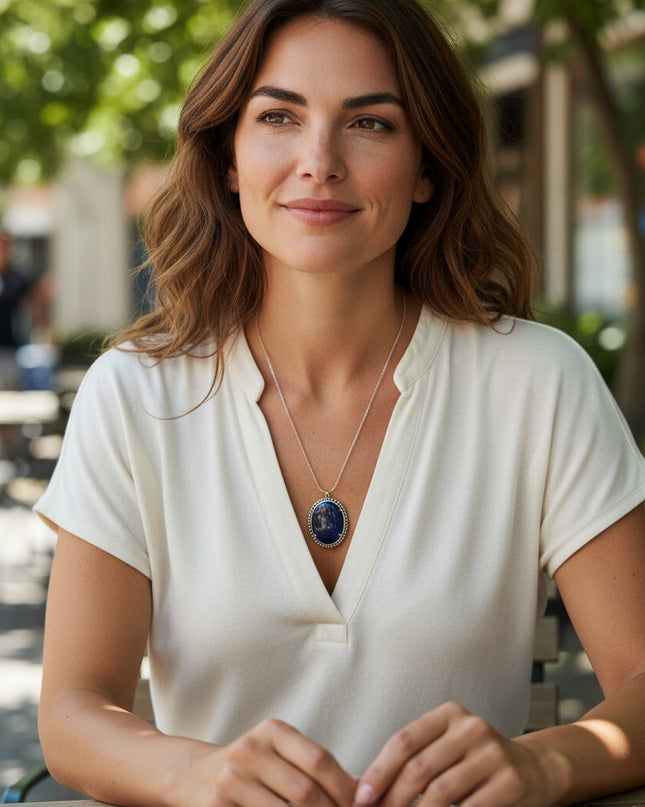 Blue Goldstsone Necklace Pendant For Emotional, Spiritual, and Physical Healing